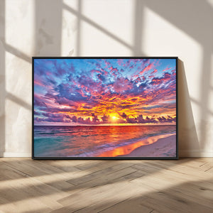 Vibrant Sunset Beach Wall Art - Ocean Sunset Canvas Print |