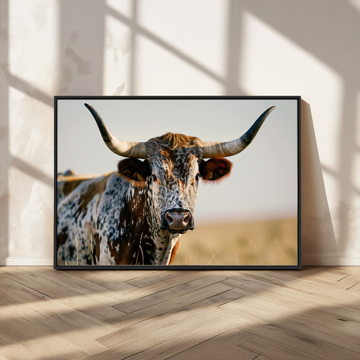 Texas Bull Longhorn Wall Art Canvas Print for Farm House