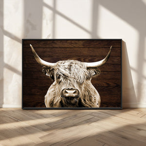 Highland Cow Wall Art Canvas Print, Rustic Farmhouse Decor,