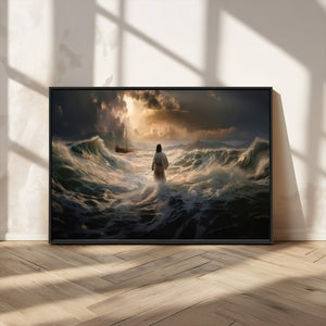 Jesus Walking on Water Wall Art Canvas Print - Religious