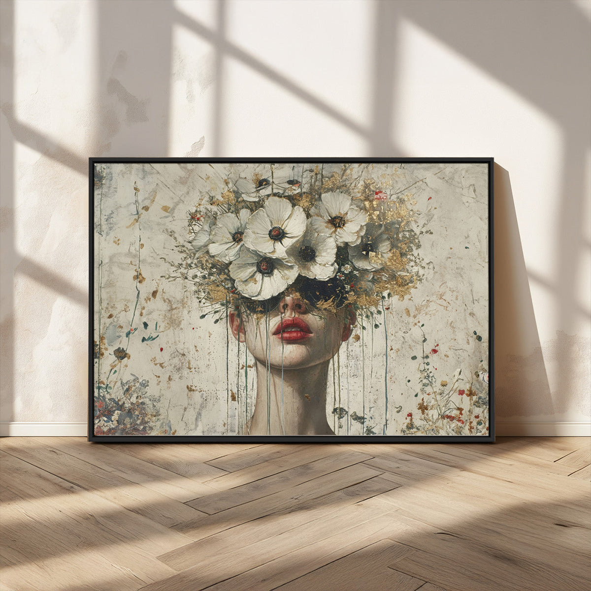 Abstract Floral Women Patel Wall Art Canvas Print