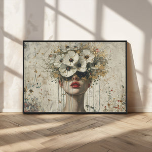 Abstract Floral Women Patel Wall Art Canvas Print