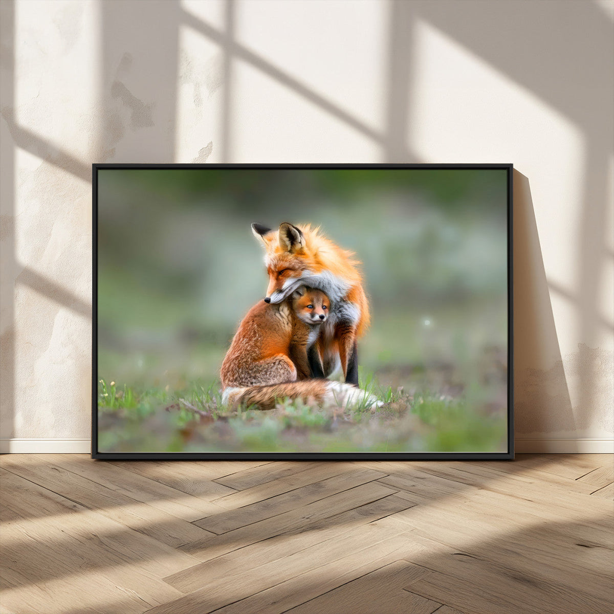Heartwarming Fox and Baby Cub Wall Art | Ready to Hang