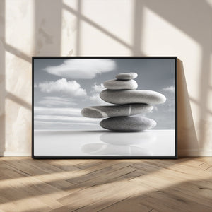 Still Life Black and White Zen Stones Wall Art Canvas,