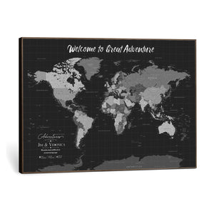 Custom World Map Canvas with Pins – Custom Framed Push Pin Maps - NEWMAP-21