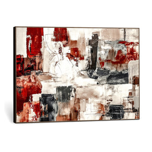 Blue Teal Abstract Canvas Wall Art, Modern Textured Painting Print, Navy Orange White Contemporary Art, Neutral Living Room Decor, Office Art