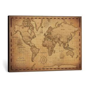 Personalized Push Pin World Map, Vintage Travel Map Canvas, Custom Names Anniversary Gift, Places Visited Pin Board, Couples Adventure Art