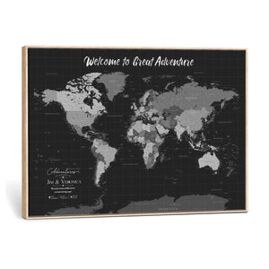 Custom World Map Canvas with Pins – Custom Framed Push Pin Maps - NEWMAP-21