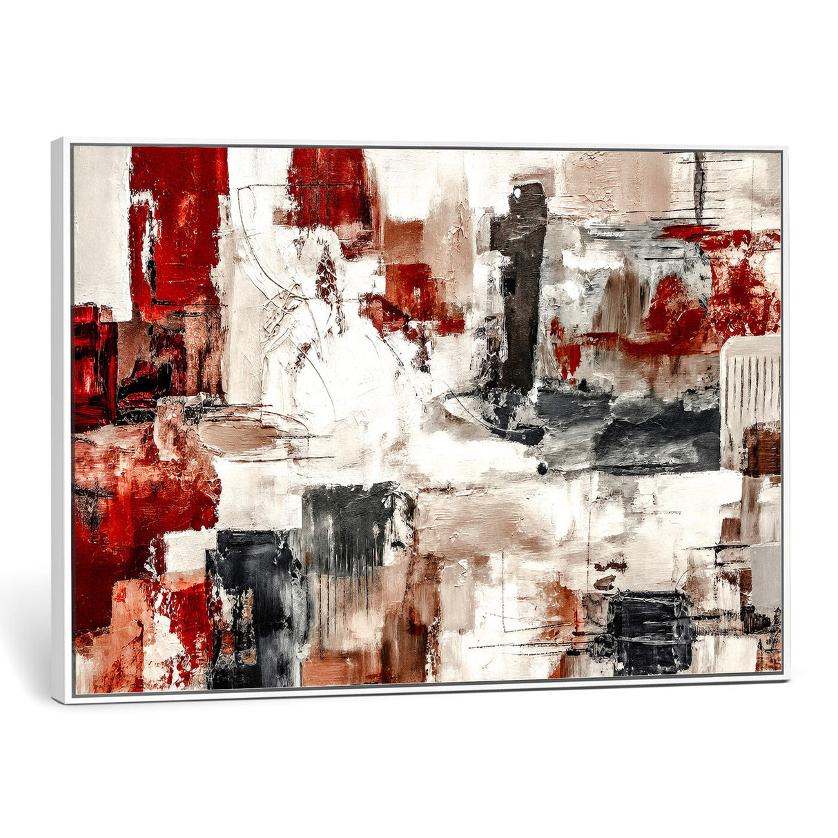 Blue Teal Abstract Canvas Wall Art, Modern Textured Painting Print, Navy Orange White Contemporary Art, Neutral Living Room Decor, Office Art