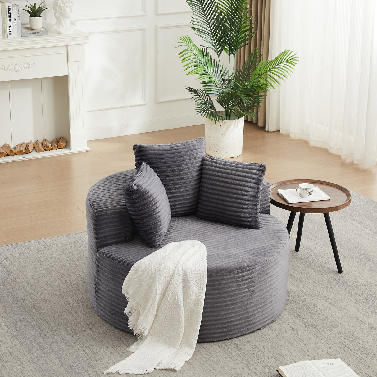 43-inch Round Corduroy Single Sofa