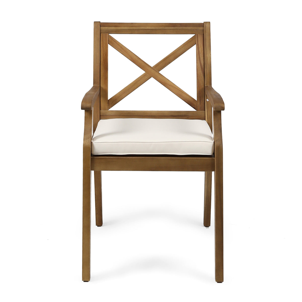 7 Pieces Acacia Wood Outdoor Dining Set with Cream Cushions