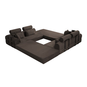 Modern L-Shape Modular Sectional Sofa, Compressed Design