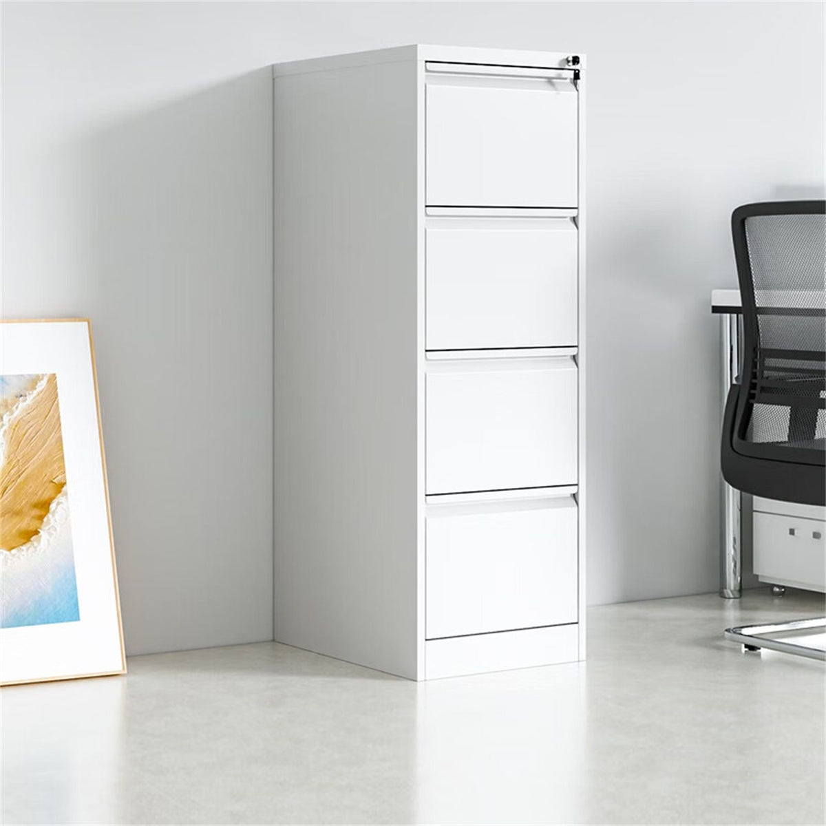 Durable Metal 3 Drawer File Cabinet With Lock For Office Storage
