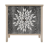 2-Door Carved Storage Cabinet with Adjustable Shelf