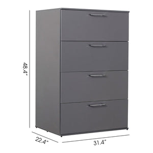 Glossy 4 Drawer Jumbo Chest with Extra Deep Storage - Dark Gray or White