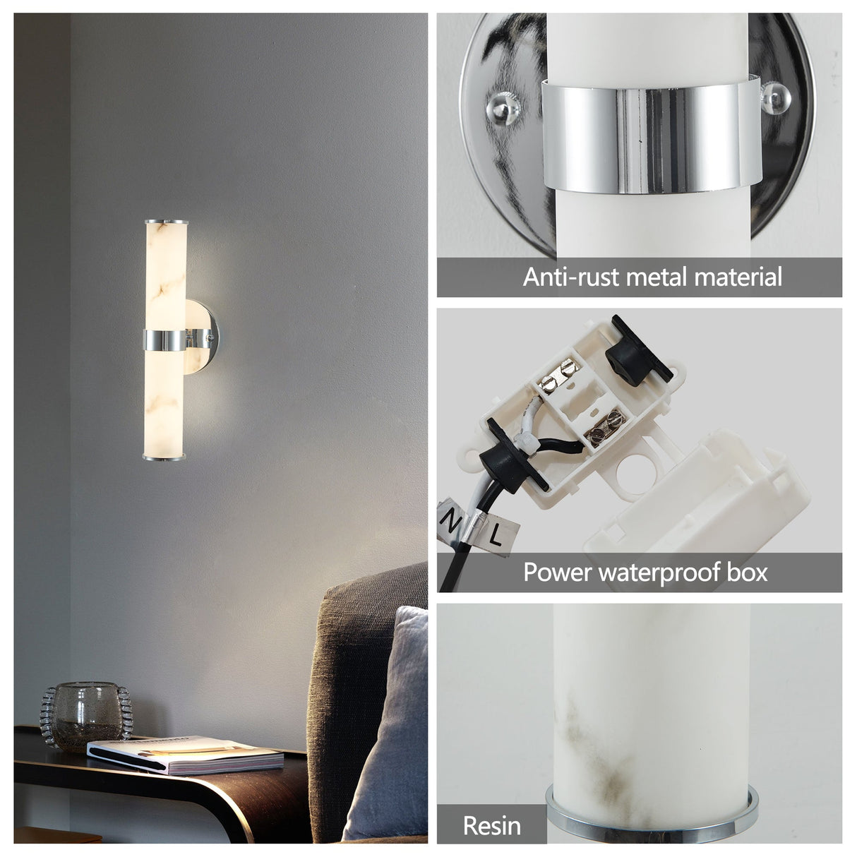 Resin Imitation Marble Wall Light Set of 2