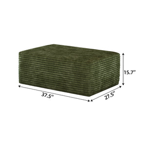 Green Plush Corduroy Sofa Ottoman