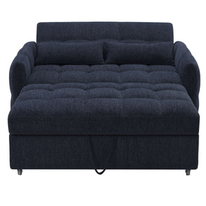 Loveseat Sofa Pull-Out Bed With Adjustable Backrest, 3 USB Ports And 2 Lumbar Pillows For Living Room