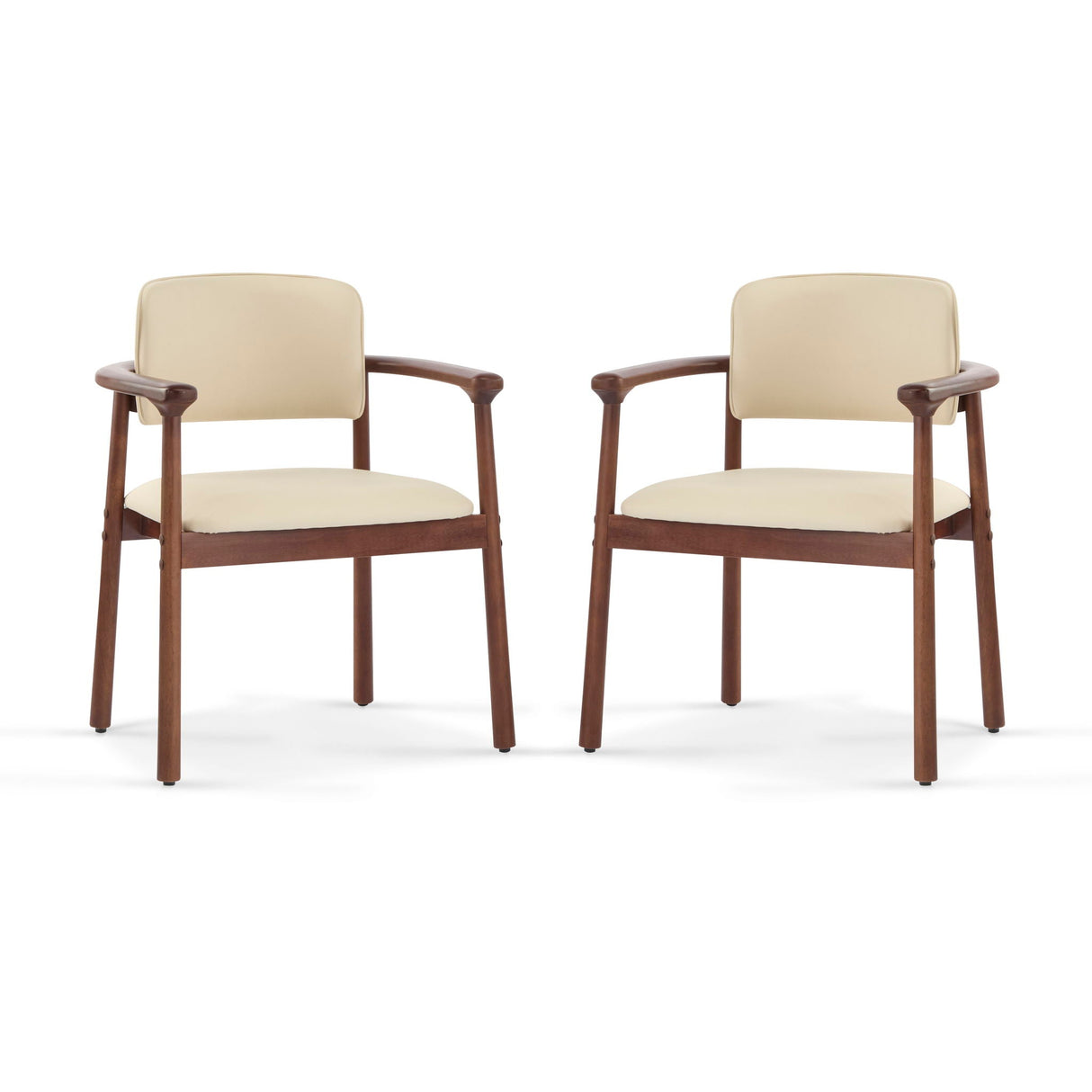 Dining Room Chairs, Ideal For Home & Kitchen (Set of 2) - Beige / Dark Walnut
