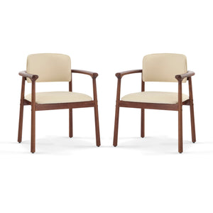 Dining Room Chairs Set of 2 - Beige / Dark Walnut