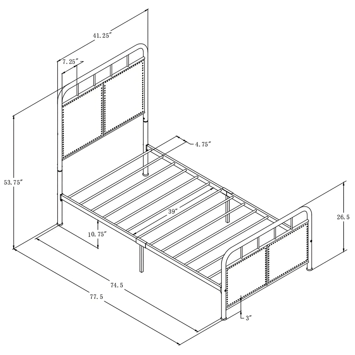 Twin Size Linen Upholstered Platform Metal Bed Frame with Fabric Headboard and Footboard