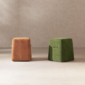 Oliver 16' Tapered Square Upholstered Ottoman in Spice Orange Fleeced Teddy