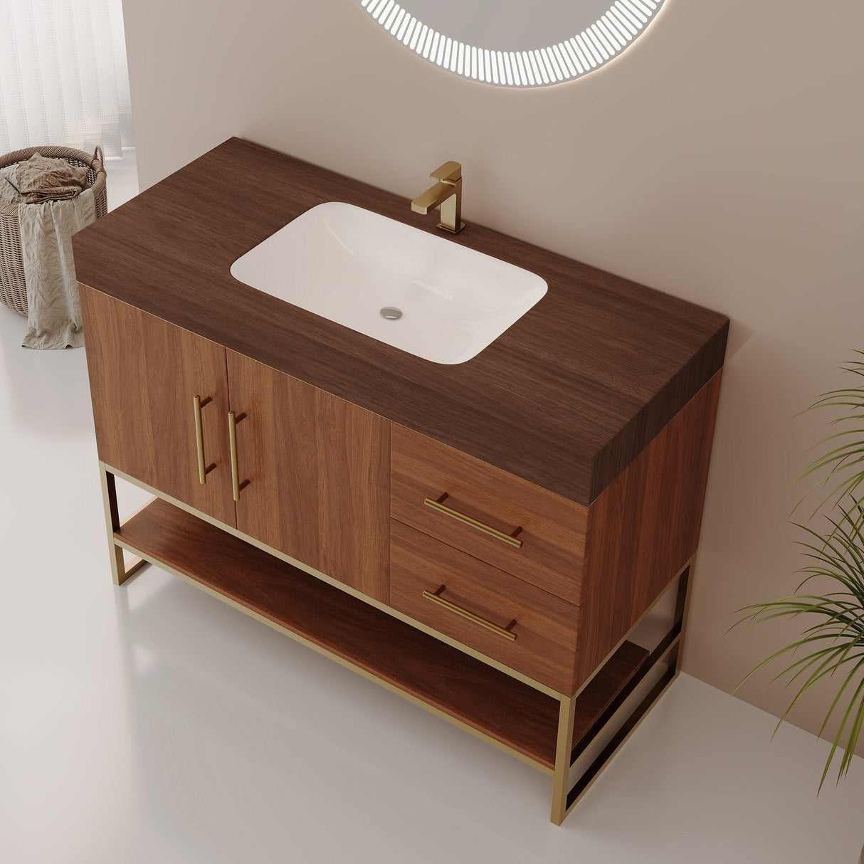 36" Modern Free-Standing Bathroom Vanity with Seamless Ceramic Sink