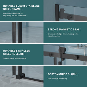 Modern Single Slide Shower Door, Tempered Glass, Stainless Steel Frame