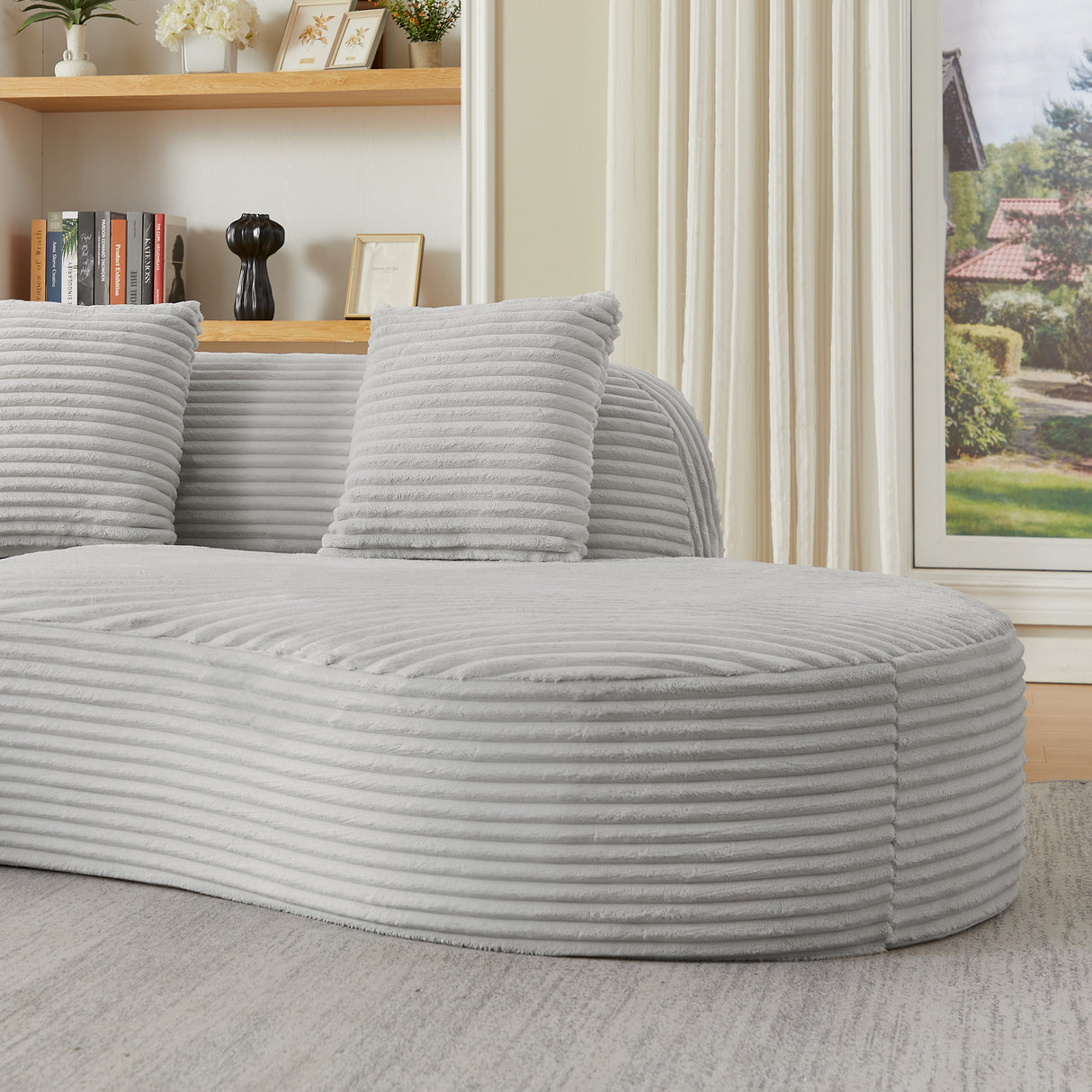 Contemporary Corduroy Curved Sectional Sofa
