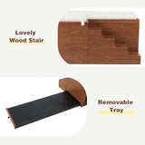 2 in 1 Dog Crate with Padded Seat Walnut 56'L Furniture Style