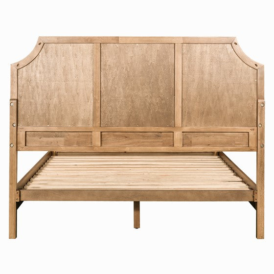 Queen Size Cane Platform Bed with Headboard and Footboard