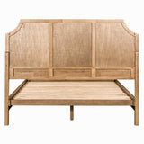 Queen Size Cane Platform Bed with Headboard and Footboard