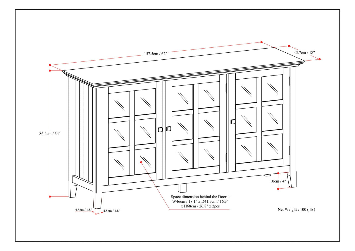 Acadian - Wide Storage Cabinet Handcrafted