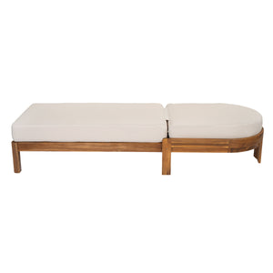 Patio Acacia Wood Chaise Lounge Chairs with Adjustable Backrest Set of 2