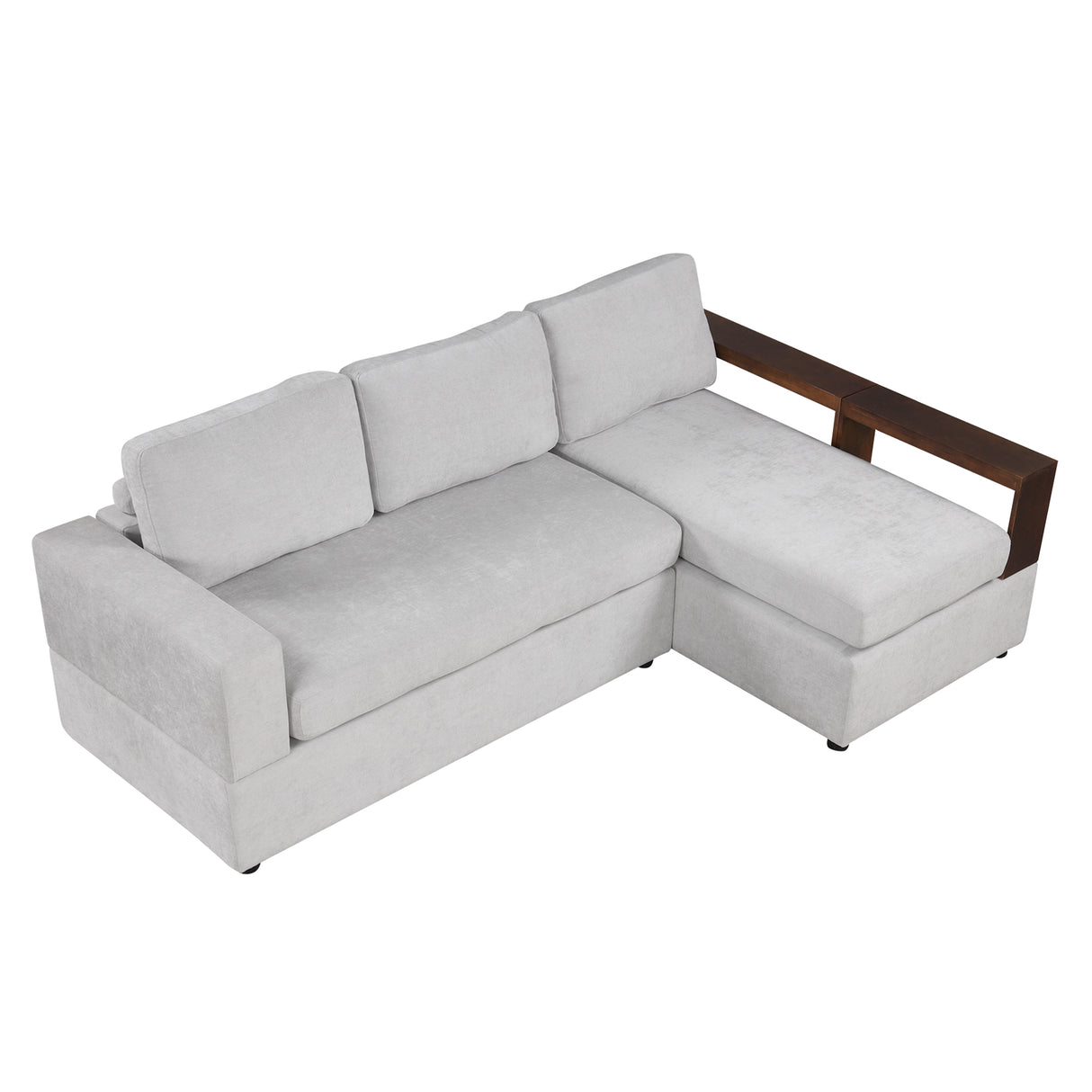 87.4' Sectional Sofa with Reversible Armrests, Gray Chenille Upholstery