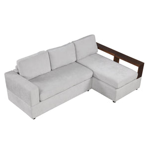 87.4' Sectional Sofa with Reversible Armrests Gray Chenille Upholstery