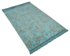 4.5x6.5 Hand Knotted Blue and Brown Modern Persian Style  Art Silk Area Rug