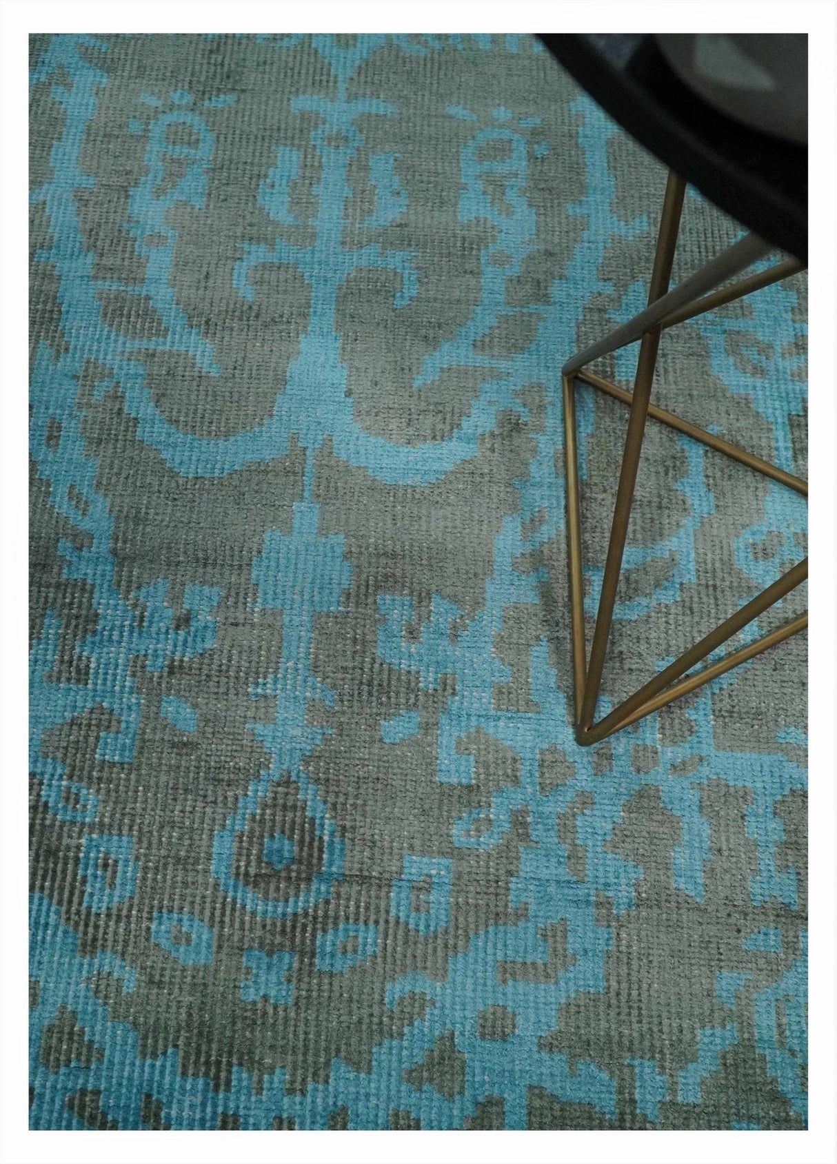 4.5x6.5 Hand Knotted Blue and Brown Modern Persian Style  Art Silk Area Rug