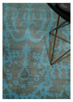 4.5x6.5 Hand Knotted Blue and Brown Modern Persian Style  Art Silk Area Rug