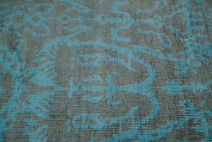 4.5x6.5 Hand Knotted Blue and Brown Modern Persian Style  Art Silk Area Rug