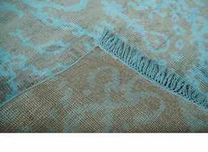 4.5x6.5 Hand Knotted Blue and Brown Modern Persian Style  Art Silk Area Rug