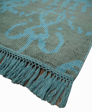 4.5x6.5 Hand Knotted Blue and Brown Modern Persian Style  Art Silk Area Rug
