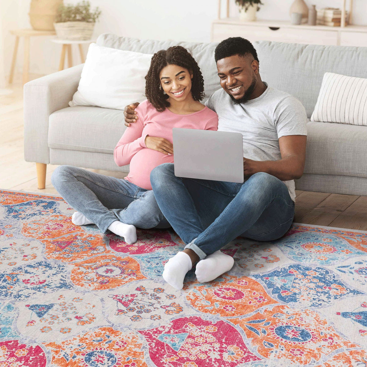 Maval - 8' X 10' Washable Area Rug - Cream