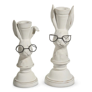 BUNNIES WITH GLASSES CANDLESTICKS