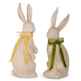 14.5" CONCRETE LOOK RABBIT WITH BOW