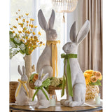 14.5" CONCRETE LOOK RABBIT WITH BOW