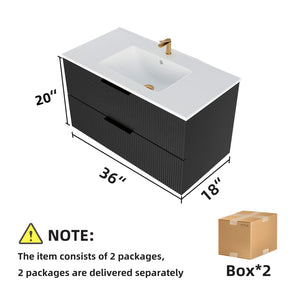 Modern Wall Mounted Floating Bathroom Vanity with Sink and Drawers