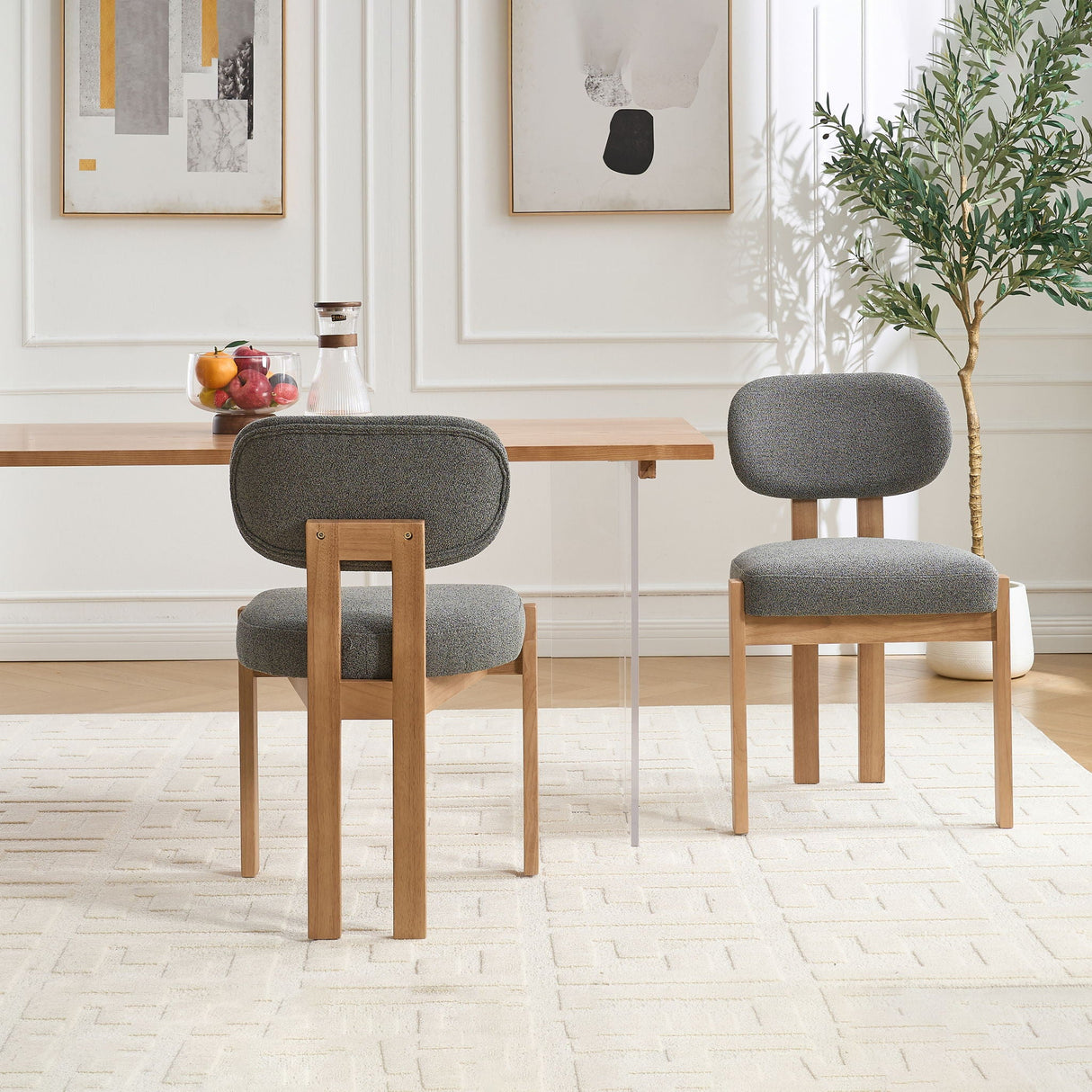 Dining Chairs With Ergonomic Backrest And Adjustable Feet (Set of 2)