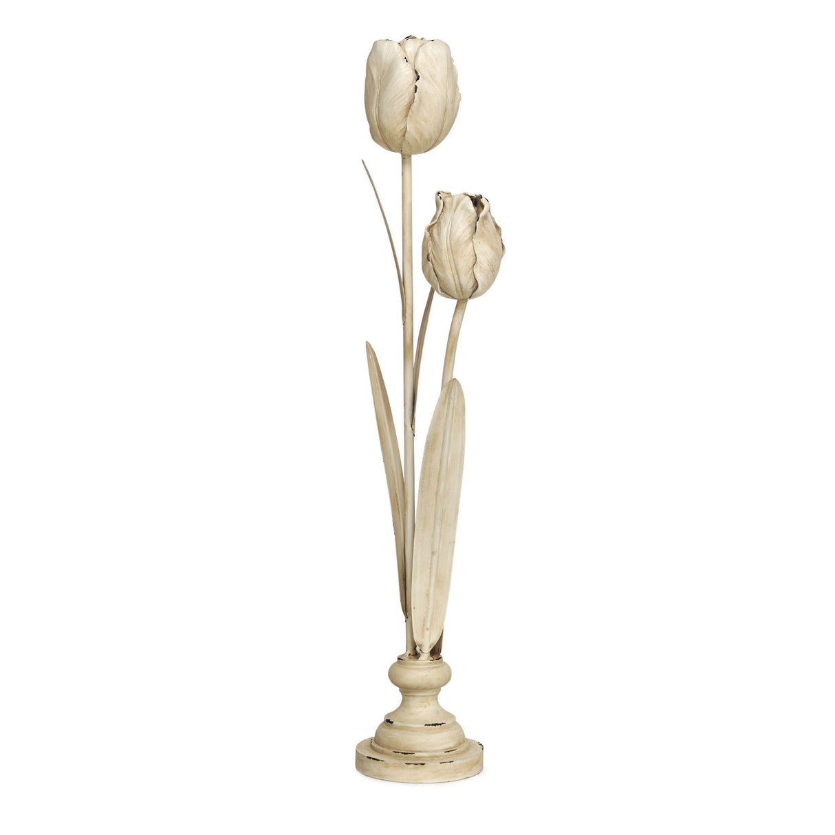Distressed Ivory Floral Stem Sculpture (Set of 3)