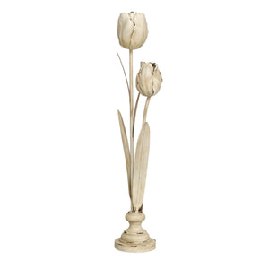 Distressed Ivory Floral Stem Sculpture (Set of 3)